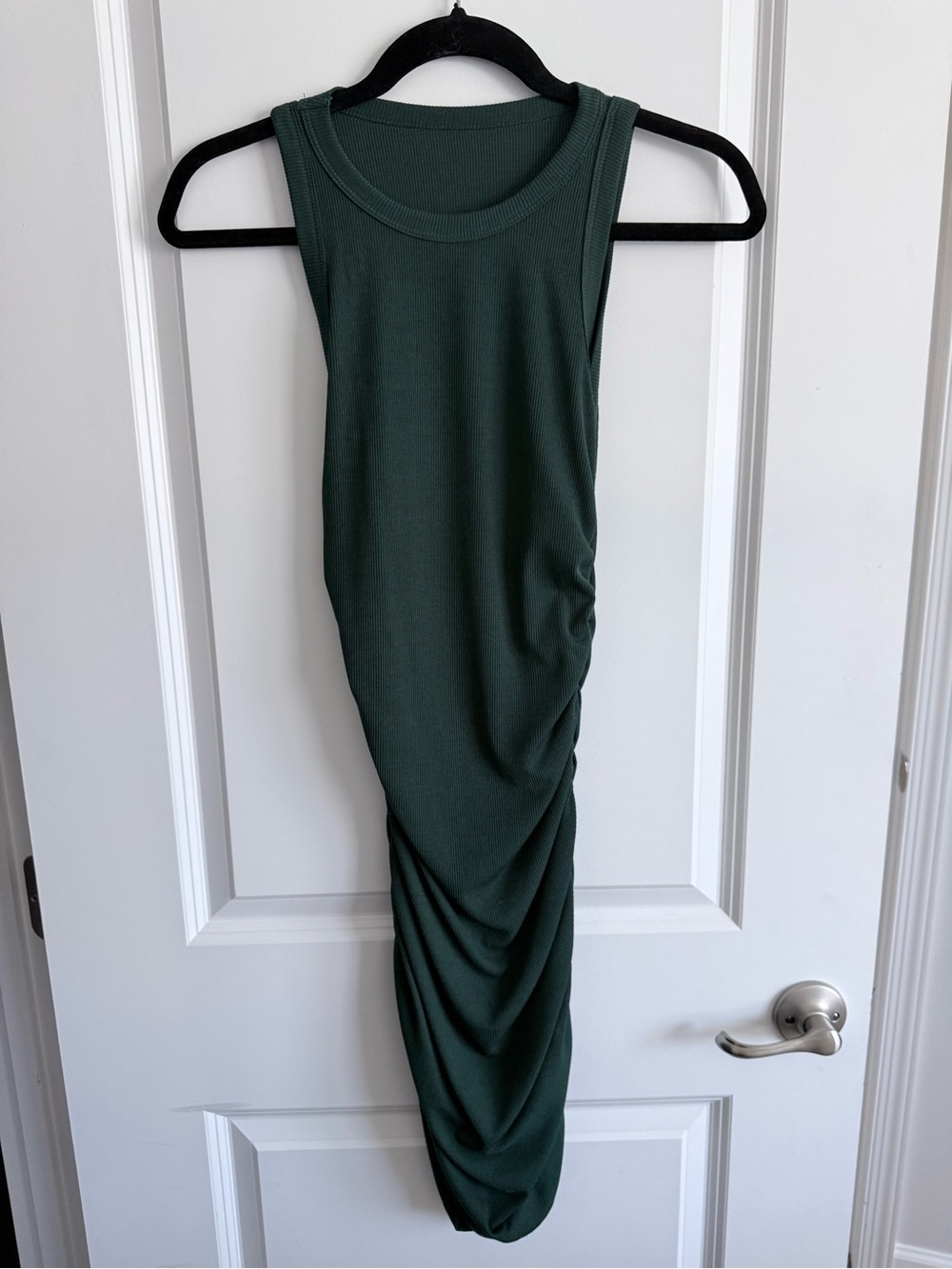 Sleeveless Ruched Tank Dress in Deep Green